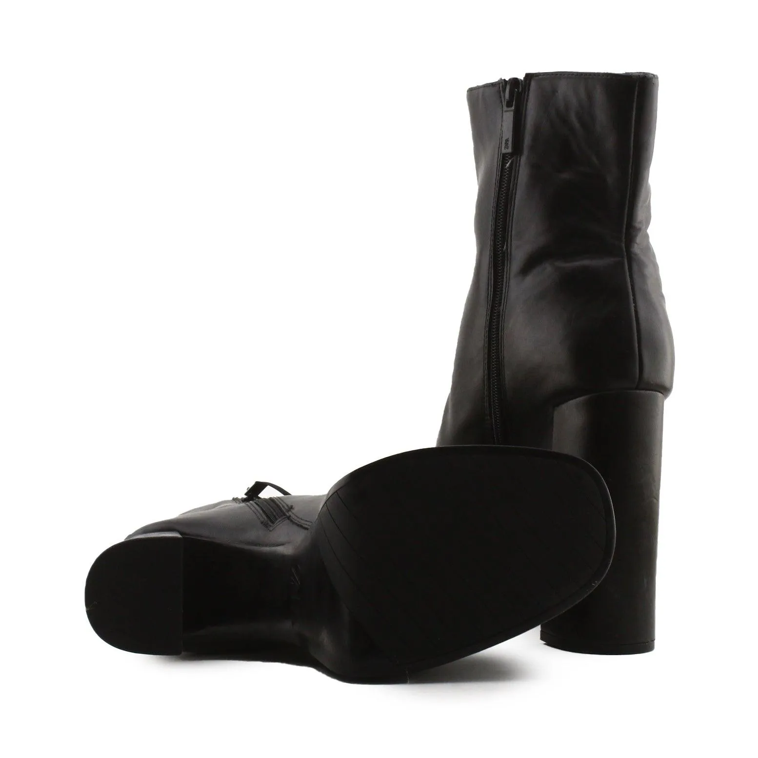 Zara Zipper Block Heels Ankle Boots | 100% Auhentic Leather