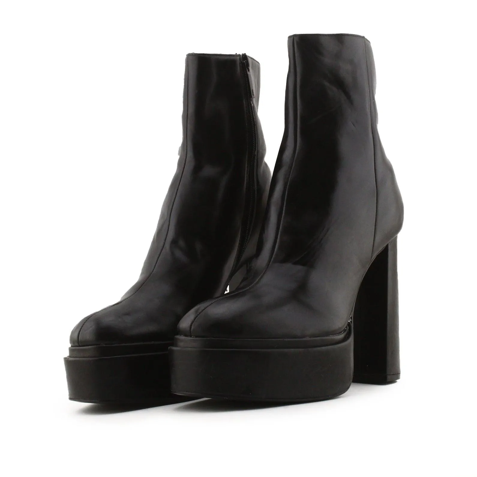 Zara Zipper Block Heels Ankle Boots | 100% Auhentic Leather